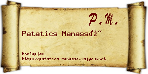 Patatics Manassé névjegykártya